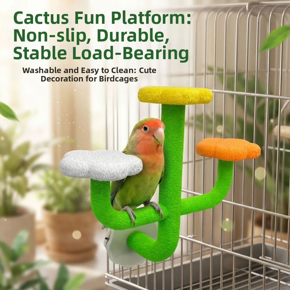 Detachable Cactus Shaped Bird Habitat Pole Wear Resistant Bite Resistant Bird Cage Platform Stable Plastic Bird Cage