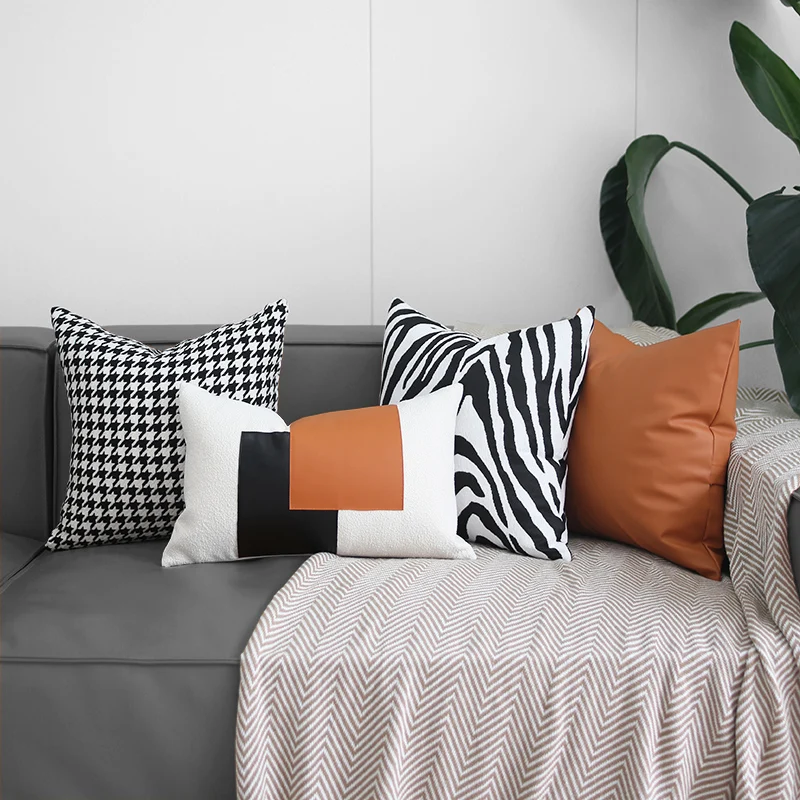 Modern Light Luxury Orange Sofa Pillow Cushion with Core Living Room Rectangular Square Pillow