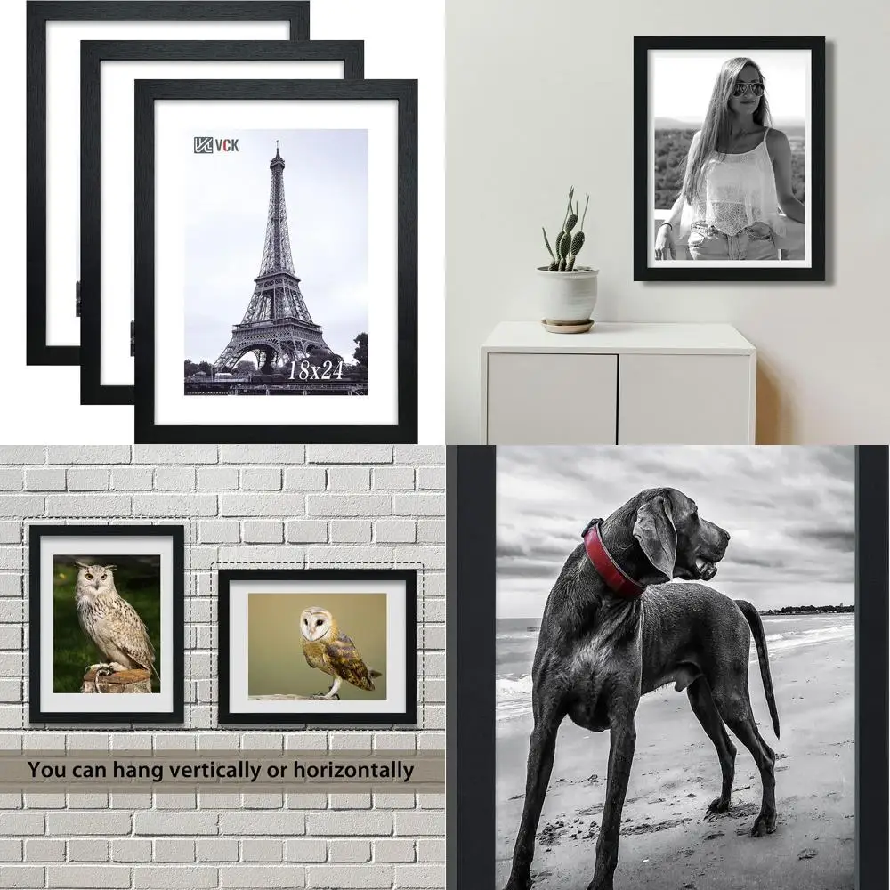 

Triple Set of 18x24 Inch Black MDF Frames with Polished Plexiglass for Portrait and Landscape Photo Displays