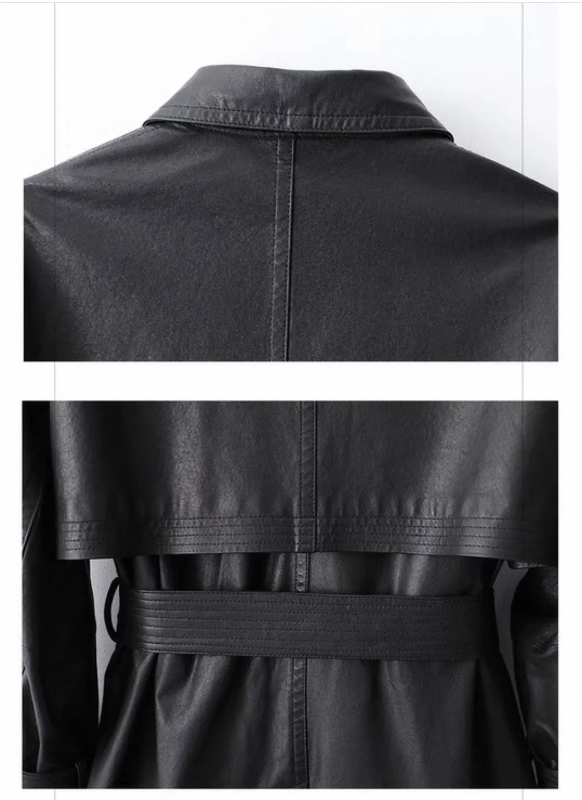 Giacca a vento classica versatile in pelle da donna 2025 Inverno 100% pelle di pecora Trench medio lungo con cintura Sobretudo Feminino