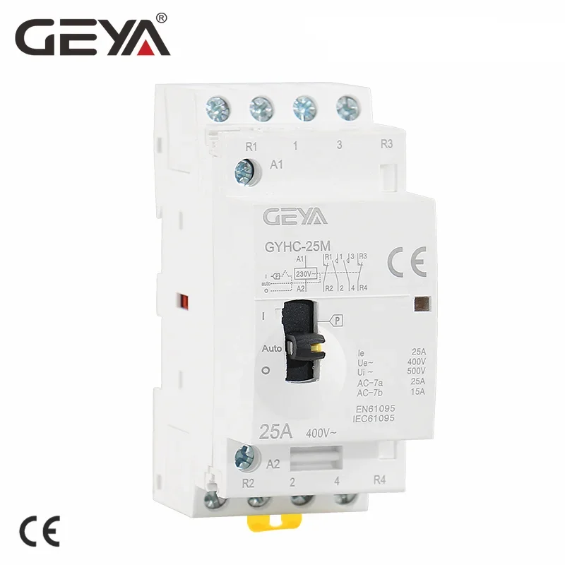 GEYA Manual Contactor 4P 25A 4NO or 2NO2NC 220V/230V 50/60HZ Din rail Household AC Modular Contactor