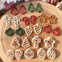 Christmas Hollow Out Polymer Clay Cutters Winter Christmas tree Bell Star Candy Cane DIY Earrings Jewelry Pendant Making Tools