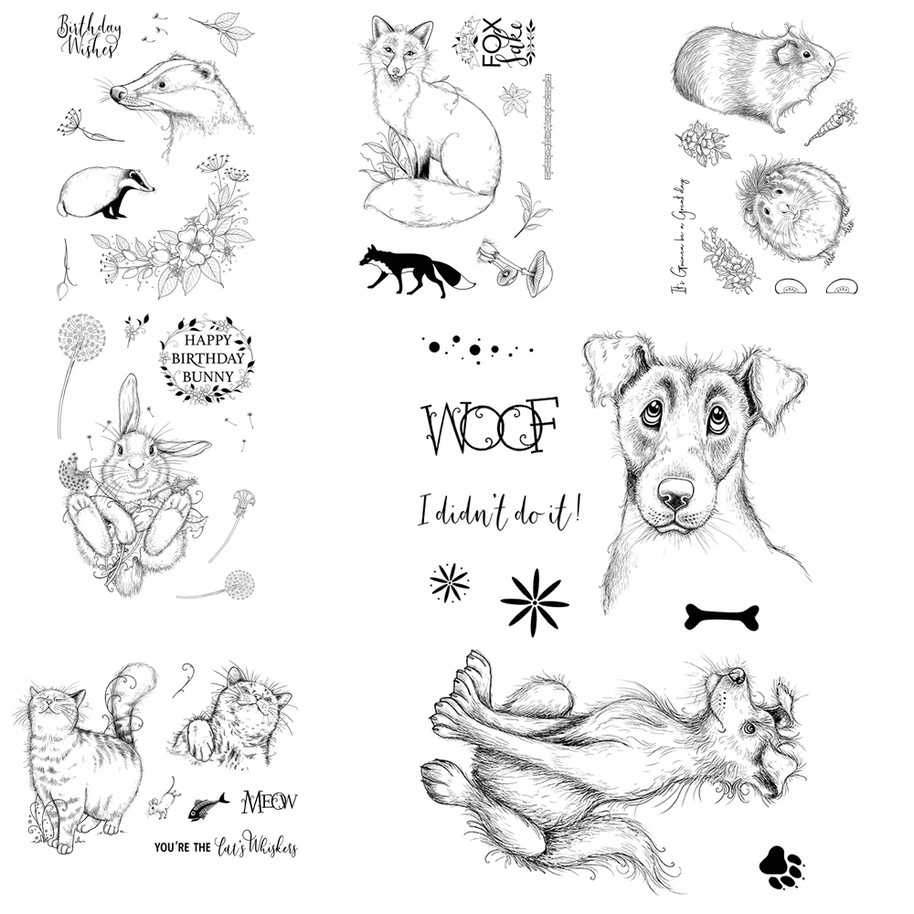 Osterhase, Fuchs, Miau, Wuff, Tier-Stempel aus transparentem Silikon für DIY-Scrapbooking, Feiertagskarten, Alben, Bastelarbeiten, transparente Stempel