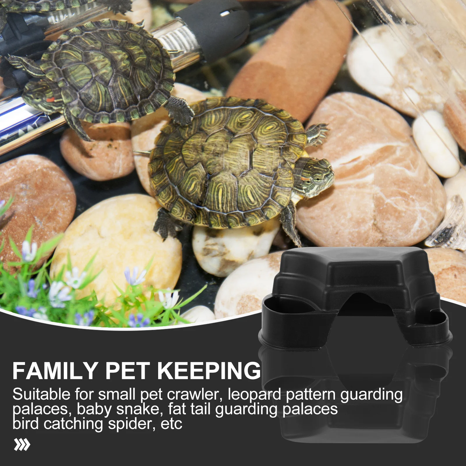 

2Pcs Reptile Hide Cave Tortoise Feeding Platform Plastic Hiding Shelter for Lizard Snake Gecko Natural Habitat Decor