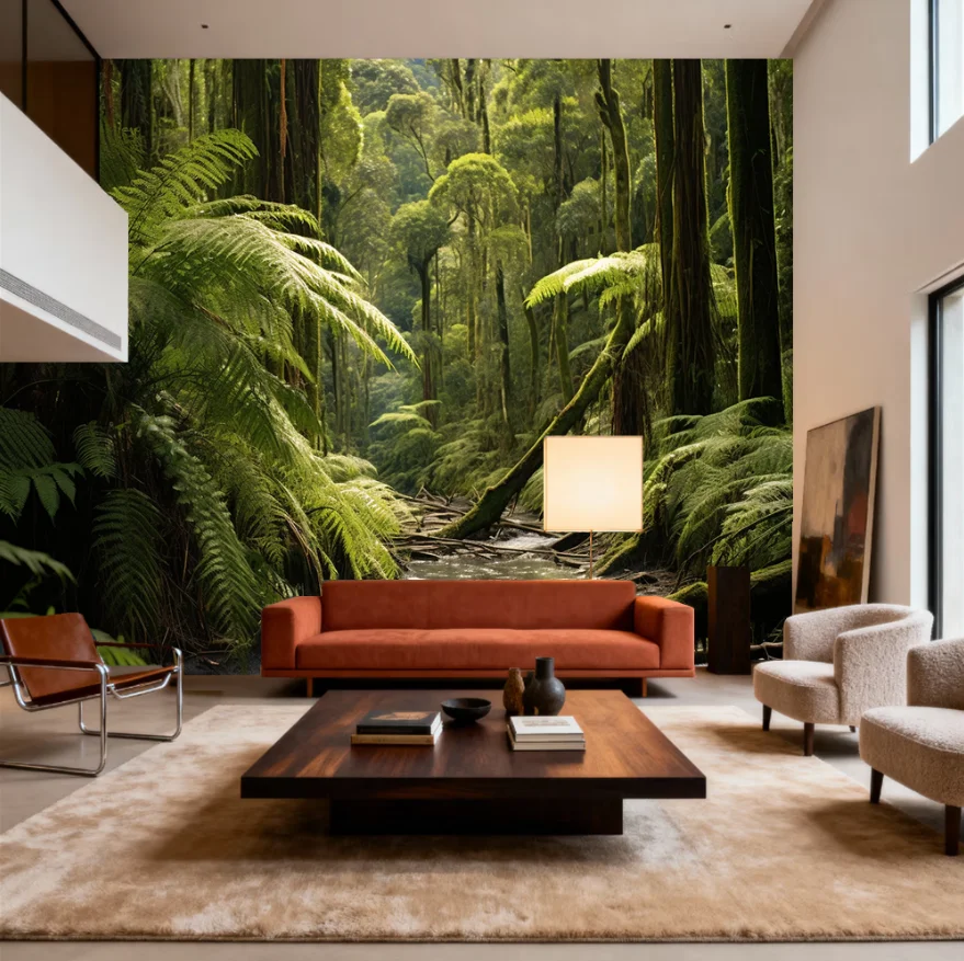 

Custom size mural wild forest scenery wallpaper big tree fern leaves decorative painting primitive forest background 3d murals