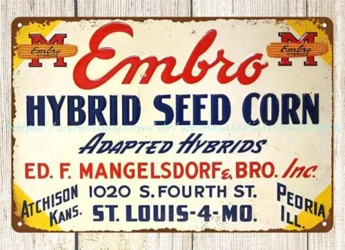 Embro Hybrid Seed Corn sign metal tin sign dining room wall decor