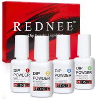 4pcs 10ml Dip Powder Liquid Set, Dipping Powder System Liquids Set with Base Top Coat Activator & Brush Saver for Dip Manicure