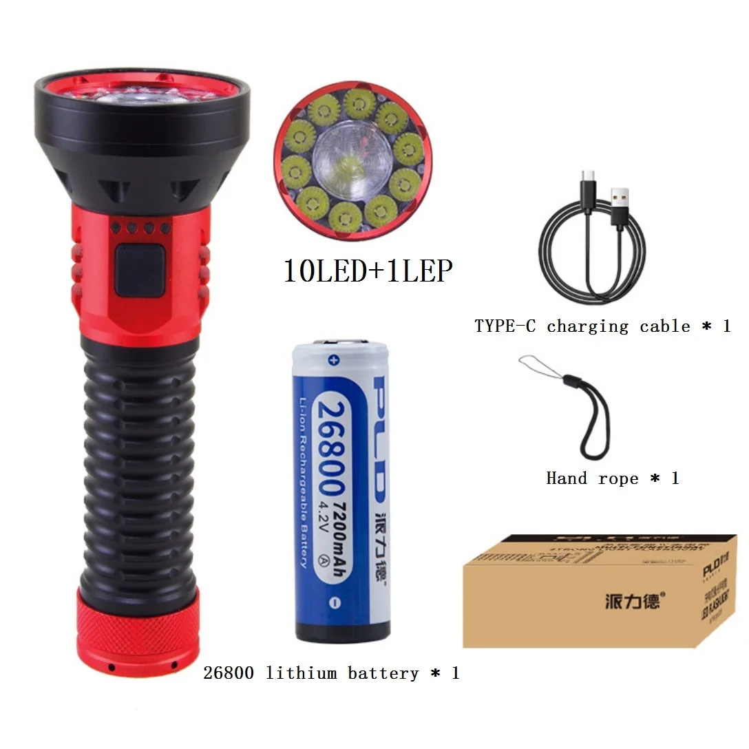 多機能-lep-懐中電灯-10led-1lep-4500lm-マルチライト屋外照明、屋外探検、捜索、救助、パトロール用