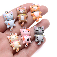 10pcs 15X29mm Cute Cat Charms Mix Cartoon Animal Resin Charms For Making Necklace Bracelet Keychain DIY Craft