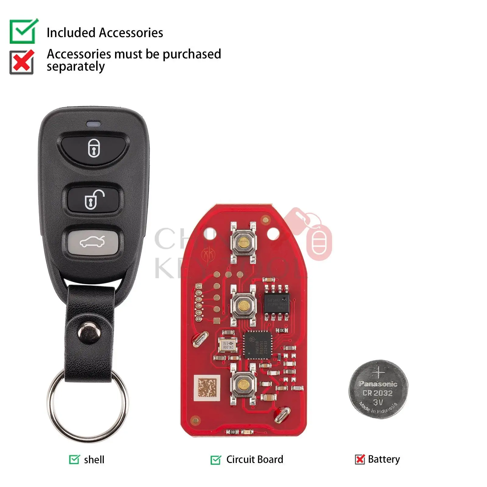 Xhorse XKHY21EN Chiave telecomando a filo di seconda generazione 3 + 1 pulsanti per tipo Hyundai