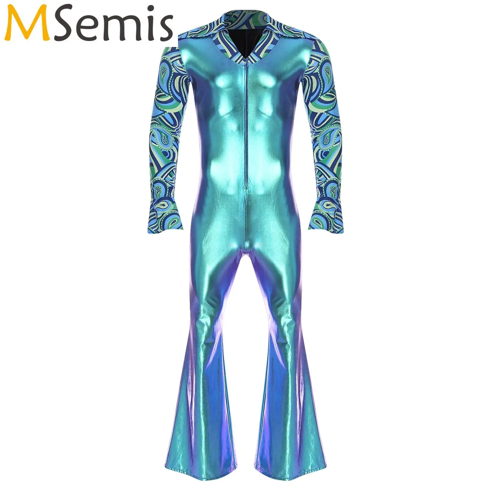 

Мужские костюмы для дискотеки 80-х годов, костюмы для выступлений в стиле хиппи, джаз, комбинезон, расклешенные манжеты с разрезом, брюки-клеш, комбинезон