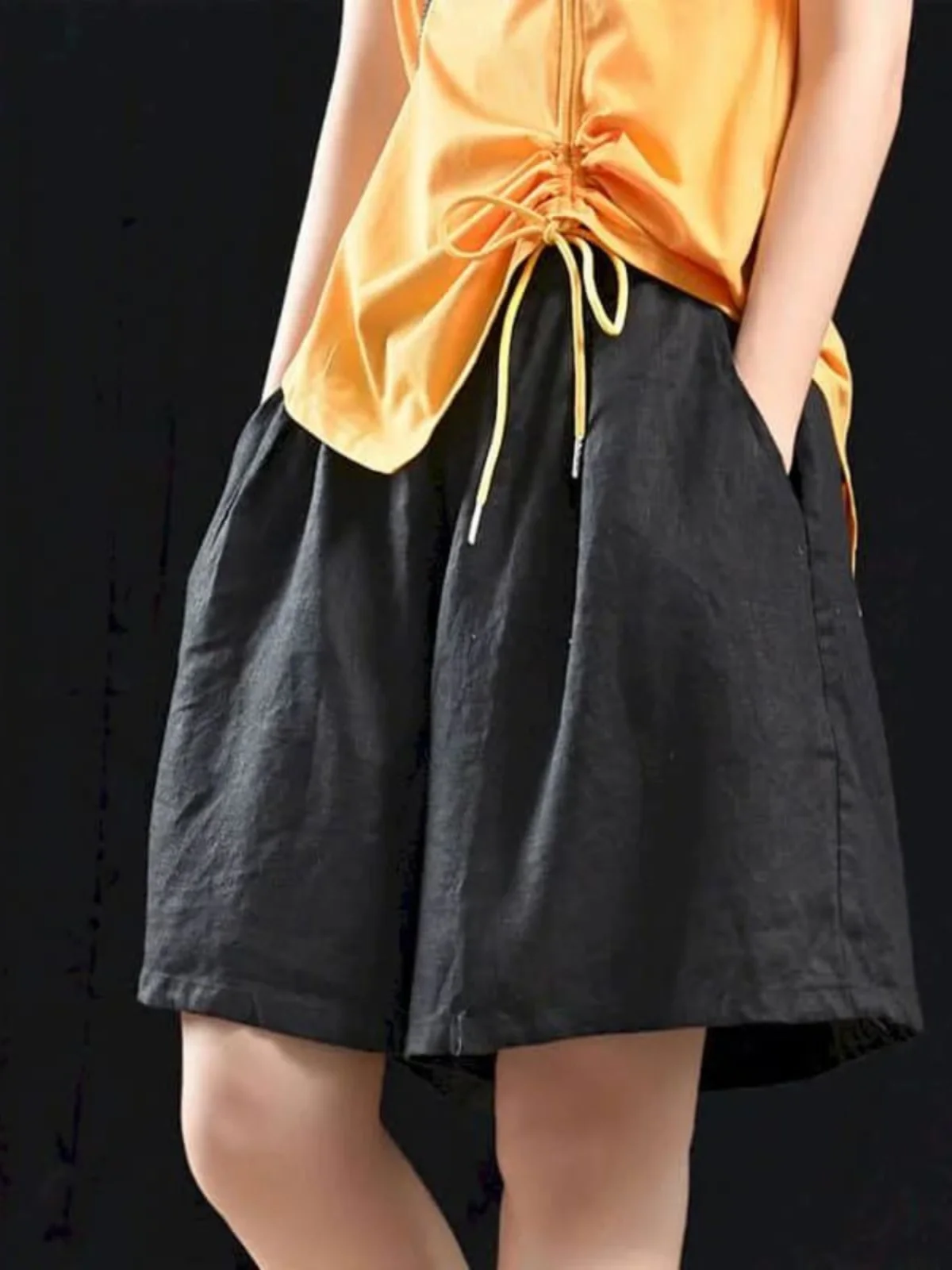 Luźne spodnie damskie z szerokimi nogawkami, elastyczną talią, jednolite, wygodne, w stylu streetwear, letnie, modne, z wysokim stanem.