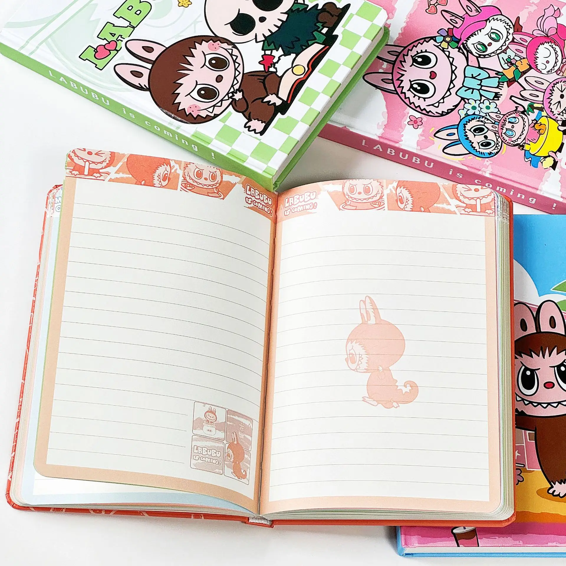 4 Pcs Mixed A5 Cartoon Color Page Notebook Stitch Labubu Sanrio Characters Mikko Butter Bear Chiikawa Cute Students\' Supplies