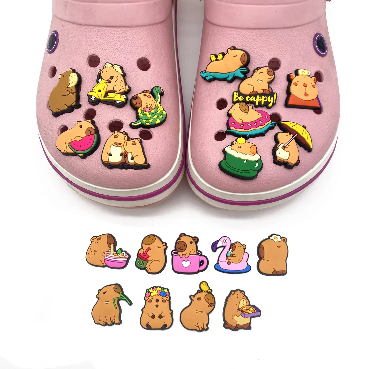 Cute Animals Capybara Shoe Charms Decoration for Crocs Accessories Charms Clog Pin Bracelet Wristband Friends Party Gift