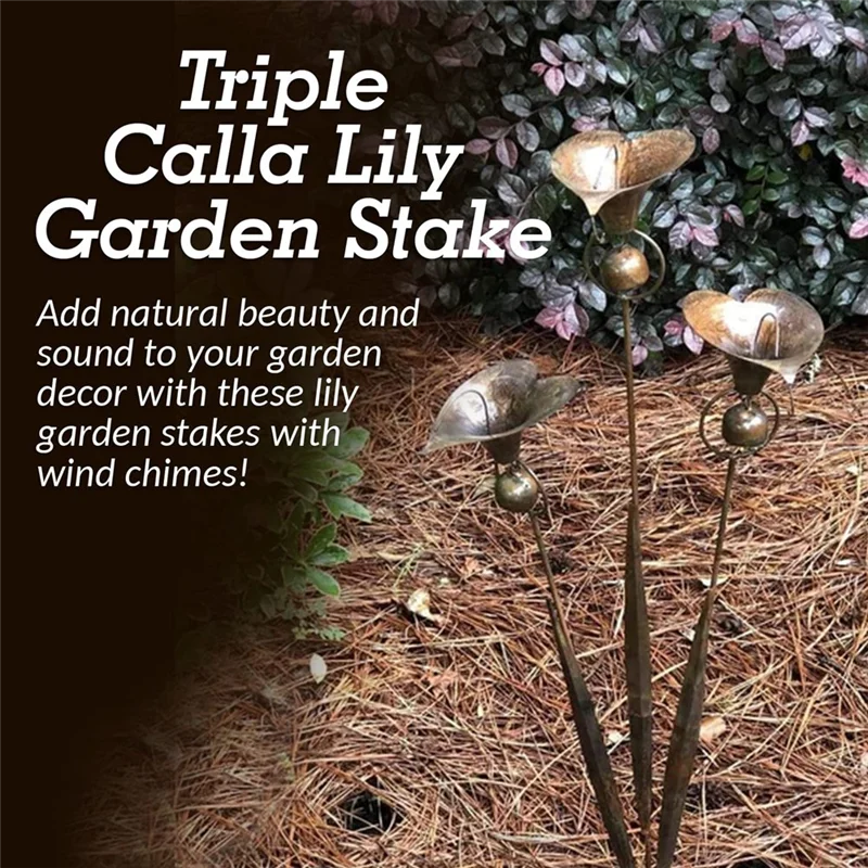 

【Rushed】Garden Stake With Bells Calla Lily Outdoor Lillies Flower Decorations Garden And Yard Accessories Decorations