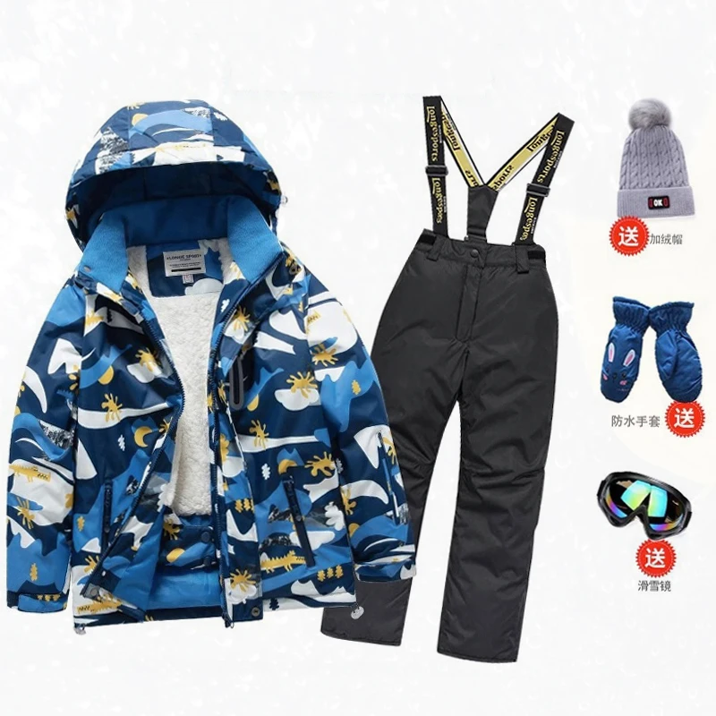 Children Ski Suit Kids Waterproof Windproof Thermal Snow Clothing Set Snowboarding Winter Warm Boy Girl Sports Wear