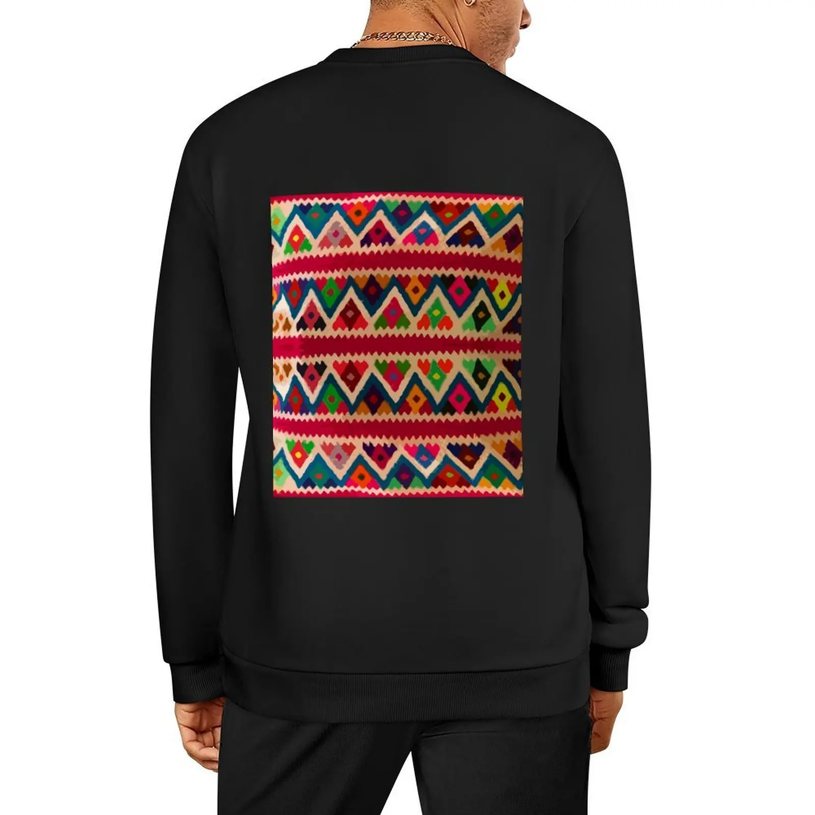 

Chevron multicolor dopamine dressing vibrant textile Pullover anime clothing blouse men's coat hooded sweatshirt for men