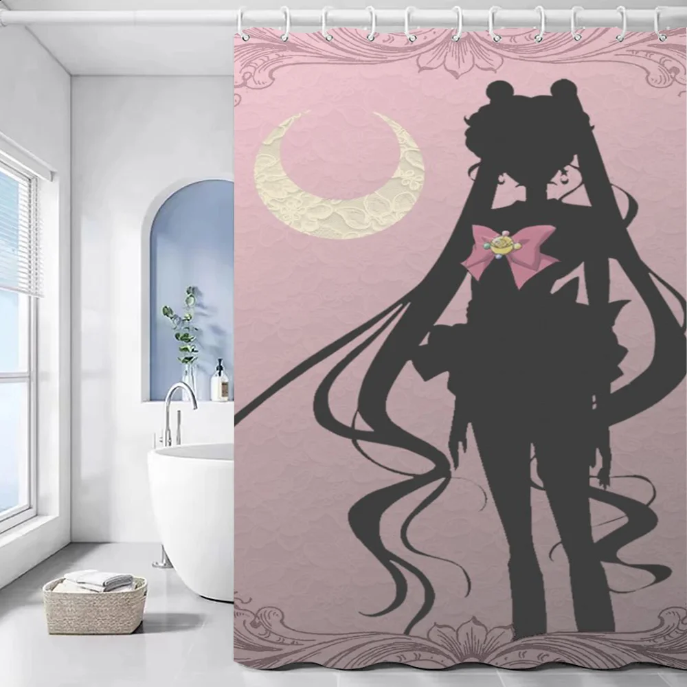 S-Sailor Moon European Curtain for Bathroom Shower Curtain Waterproof Fabric Bathroom Curtains Bath Sets Accessories the Set