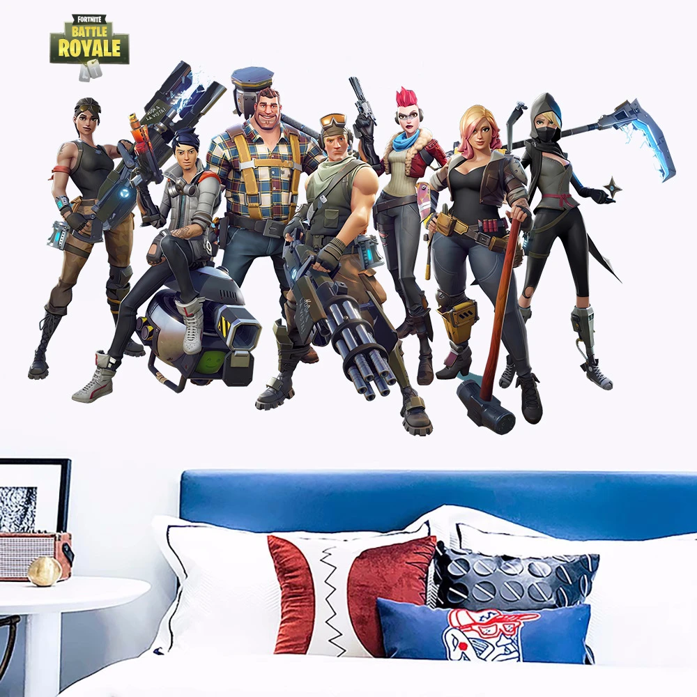 60X40 см Fortnite игровые фигурки настенные наклейки мультфильм граффити водостойкие самоклеящиеся наклейки из ПВХ для мальчиков украшение стены спальни