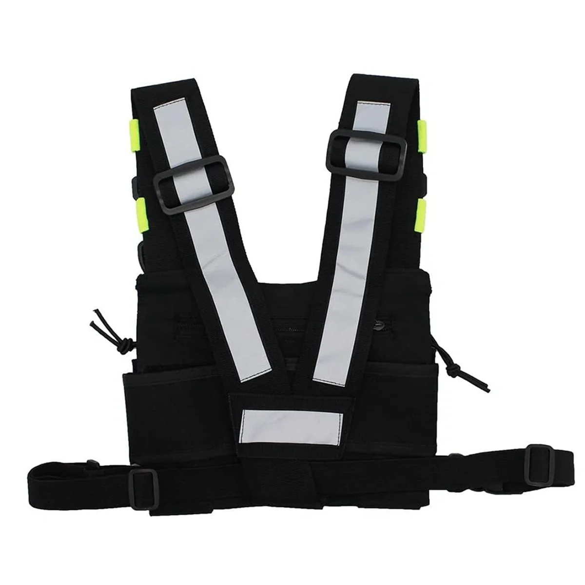 ABSQ-Walkie Talkie Double Chest Bag Radio Reflective Chest Harness Holder Bag Vest Rig Walkie Talkies Front Pack Pouch Case D