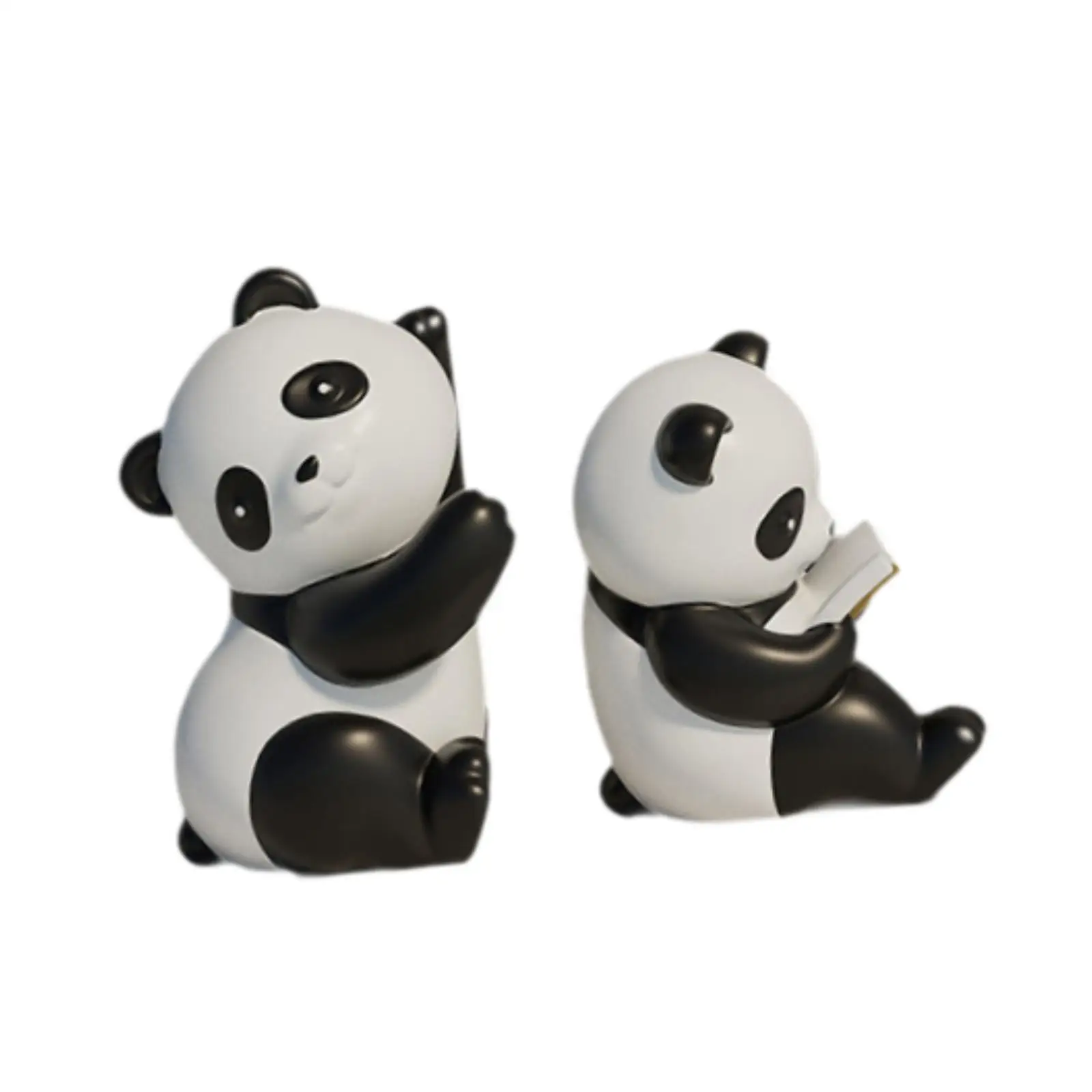 Panda Bookends Cute Craft Statuettes Fun Animal Statues Ornaments Figurines for Desk Living Room Home Birthday Gift Decoration