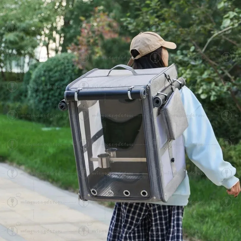 Large Foldable Parrot Carrier Backpack Breathable Portable Outdoor Pet Bird Travel Cage