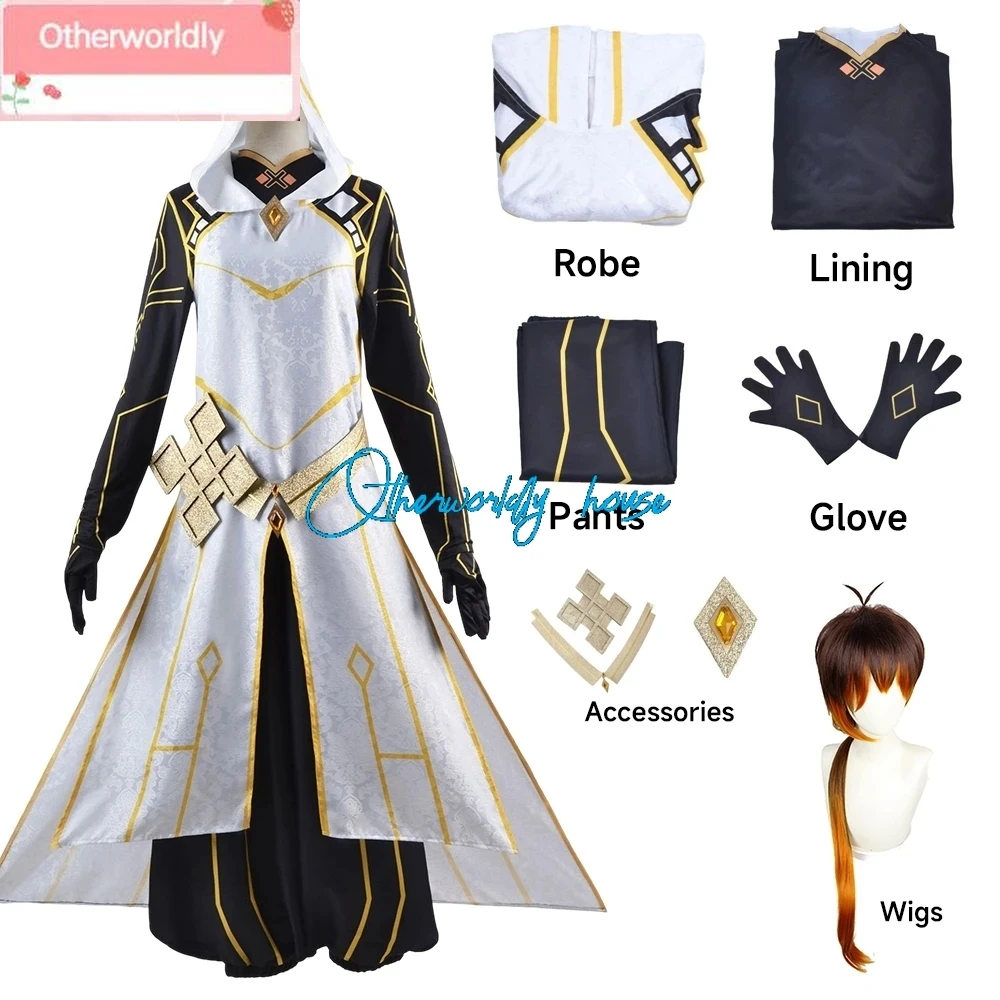 Zhong Li Archon Full Set Wig Gloves Earning Wig for Men Outfits Halloween Comic Game Genshin Impact Zhongli Cosplay Costume