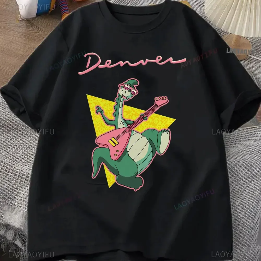 Neon Round Collar TShirt Denver The Last Dinosaur Jeremy Cartoons Fabric Basic Cartoon T Shirt Girl Clothes New Design Hot Sale