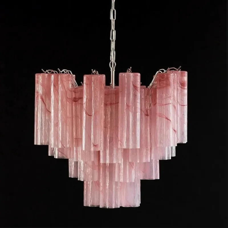 Żyrandol Art Deco z witrażowymi tubami, luksusowa lampa wisząca do wyspy kuchennej lub jadalni