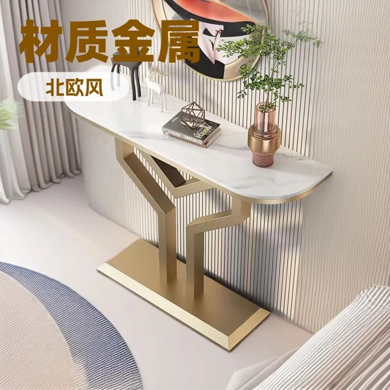 Creative rock slab entrance table against the wall into the hotel aisle decorative cabinet light luxury end view table