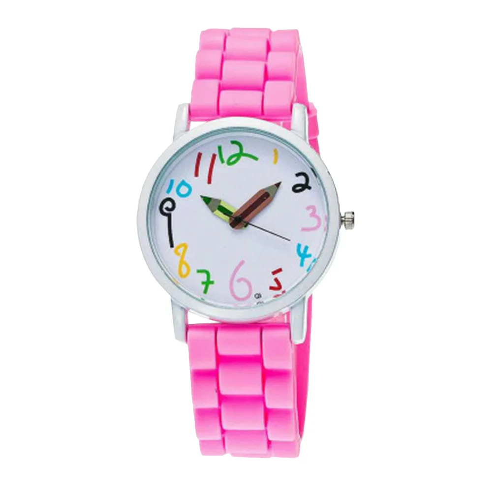 1 pçs crianças relógio de quartzo rosa bonito dos desenhos animados design confortável cinta tempo preciso crianças relógio de pulso presente crianças dos desenhos animados relógio