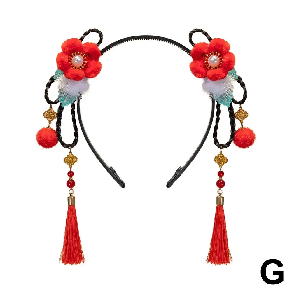 Chinese Style Headband Hanfu Flower Tassel Ancient Children\'s New Princess Hairband Headband Year Royal Cute Headdress Cour M5P7