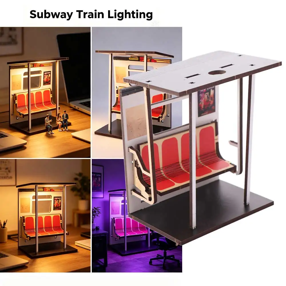 LED Night Light Subway Train Light Unique Design Desk Decor Retro LED Car Model Creative Design 3D Printing