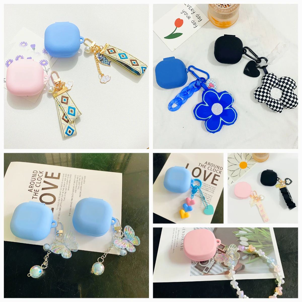 Para Sony LinkBuds Open WF-L910 /LinkBuds Fit WF-LS910N funda colgante de flor cordón/funda de silicona para auriculares de oso lindo