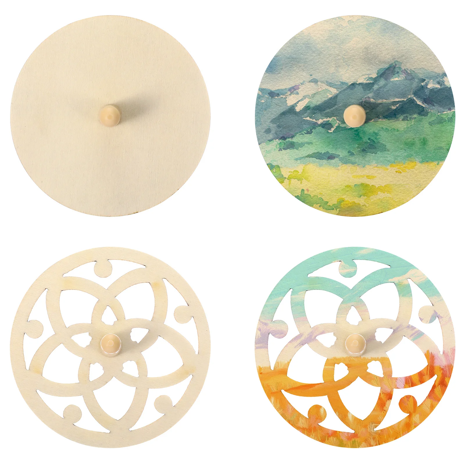 

20Pcs Unfinished Wooden Gyroscope Tops DIY Coloring Set for Kids Creative Play Hand-Eye Coordination Educational Activity