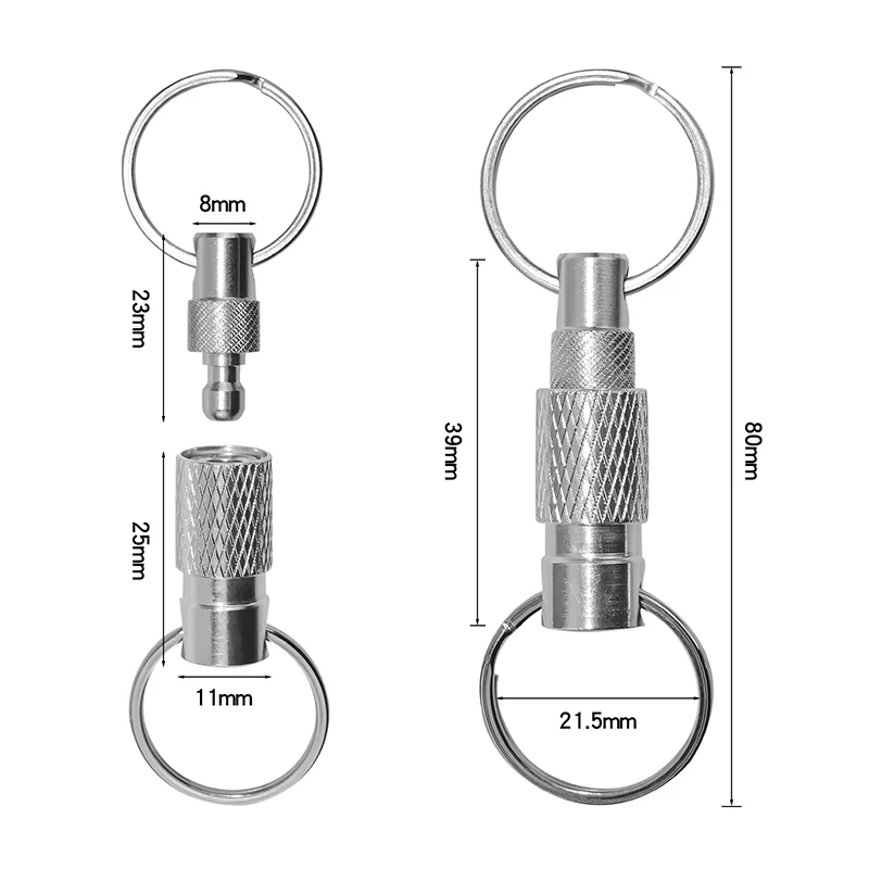 Llaveros desmontables de doble división, llavero de Metal portátil de liberación rápida para prácticos accesorios de herramientas al aire libre, Mini hebilla