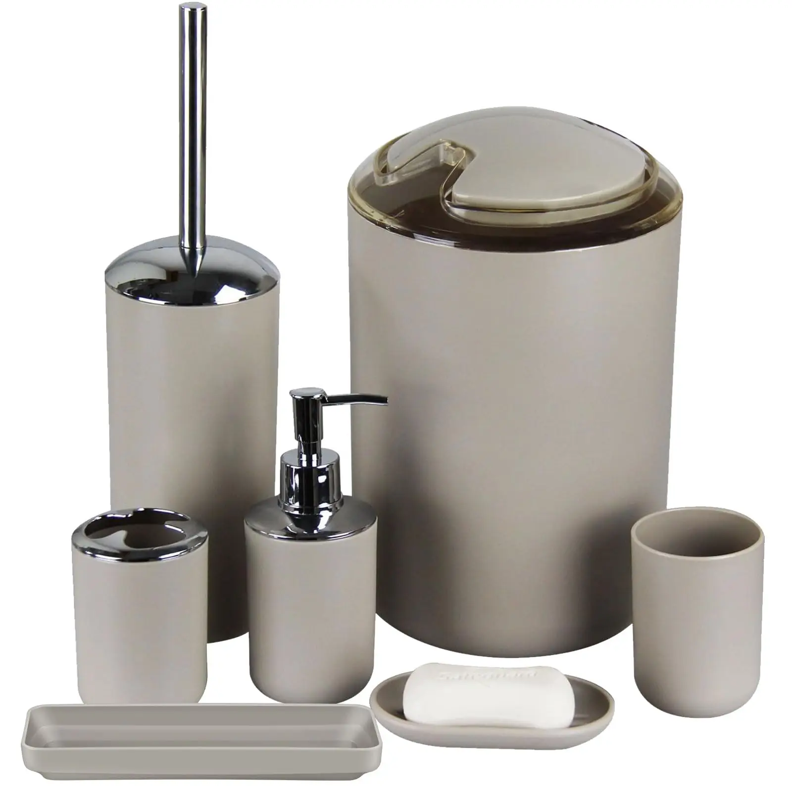 

6pcs Set Luxury Bathroom Accessories Set Soap Dish Toothbrush Holder Toilet Brush Lotion Rack Trash Can Modern Bathroom Decor