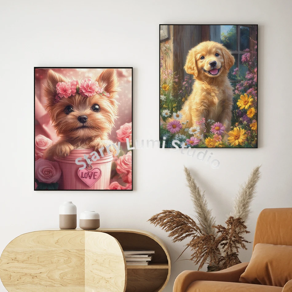 Diamond Painting Tools And Accessories Cute Dog Cross Stitch Kits Crystal Diamond Art Kit 5D Diamond Pictures Gift Drill view 3