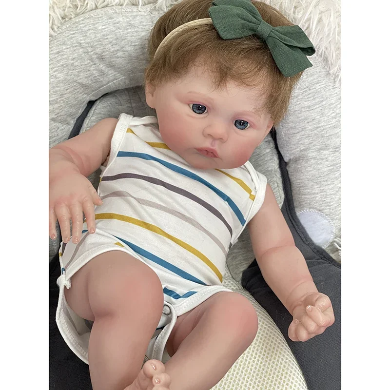 

48CM Reborn Baby Doll Already Painted Finished Meadow Same As Picture Lifelike Soft Touch 3D Skin Hand-rooted Hair Visible