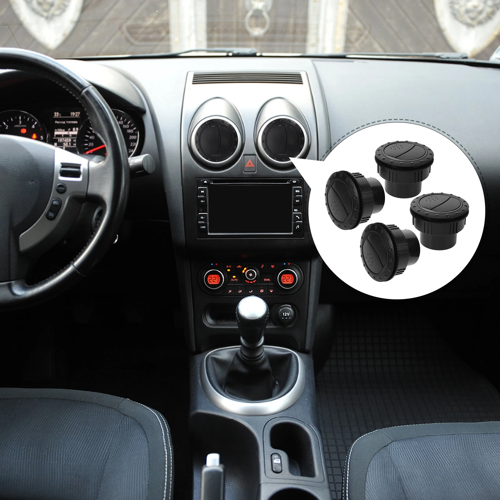 

4pcs RV Air Conditioning Outlet Round ABS Material Easy Installation Car Ceiling Vent Cover Accessories Dashboard Decor