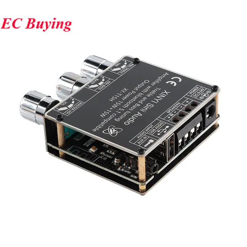 XY-T15H App Control 15W+15W Power Amplifier Board Module 2.0 Dual Channel Bluetooth-Compatible 5.1+AUX+U Disk+USB Sound Card