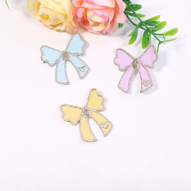 30PCS Mini Colorful Golden Bow Embroidery Patch DIY Clothing Shoe Hat Hairpin Decorative Embroidered Cloth Stickers