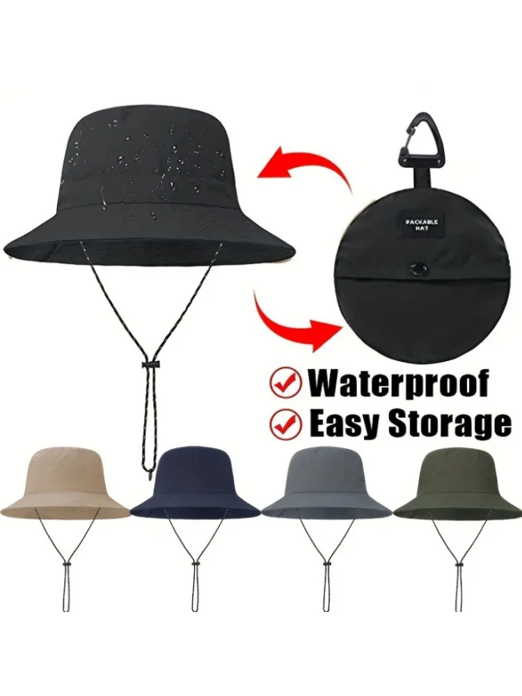 Tragbarer, wasserdichter, schnell trocknender Sonnenhut, Fischer, Unisex, Outdoor, Sommer, Anti-UV-Schutz, Camping, Wandern, Kappe, Panama-Eimerhut – Detail 2