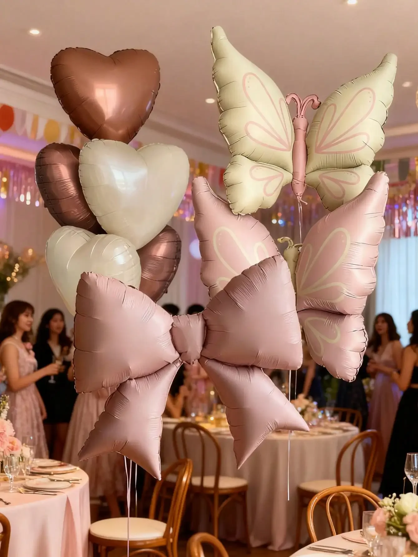 8 Stück Schmetterling Herz Schleife Ballon Aluminiumfolie Ballons für Geburtstag Jubiläum Hochzeit Party Dekorationen Luftballons – Detail 4