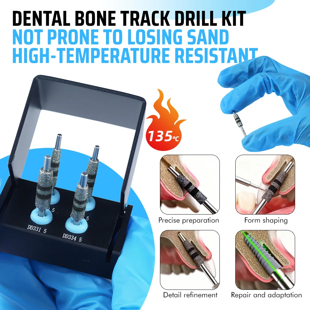 Dental Bone Track Drill Kit Implant Guided Placement Neck Correction Drills Diamond Cutting Grinding Jawbone Implant Tools