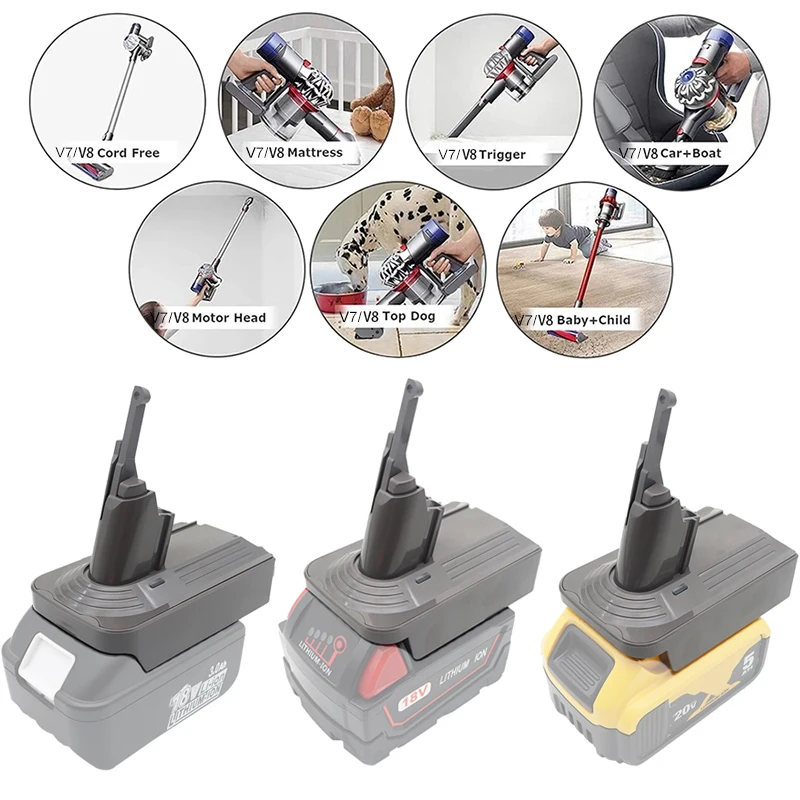 

Li-ion Battery Adapter MAKV7V8 DWMILV7V8 For Makita 18V For Milwaukee For M18 For Dewalt 20V For Dyson V7 V8 Vacuum Cleaner