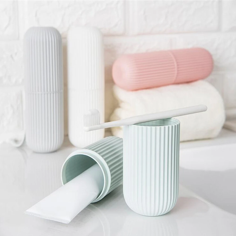 1Pc Portable Toothbrush Cup Bathroom Toothpaste Holder Storage Case Box Organizer Travel Toiletries Storage Cup New Creative 1Pc