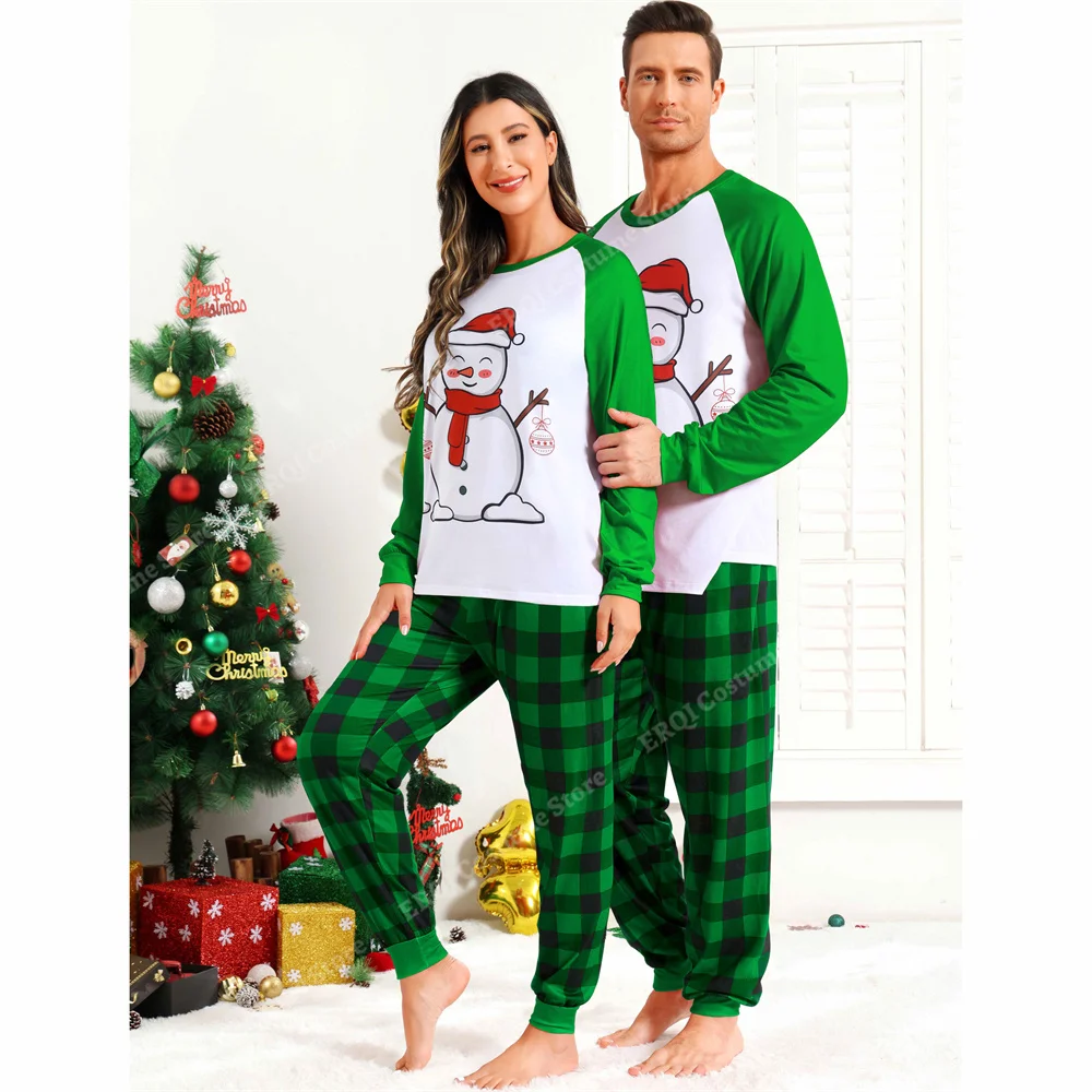 Christmas Pajamas Family Sleepwear Sets Xmas Plaid pjs Couples Pajamas Mens and Womens Christmas Costumes Red Green XS -XXXL