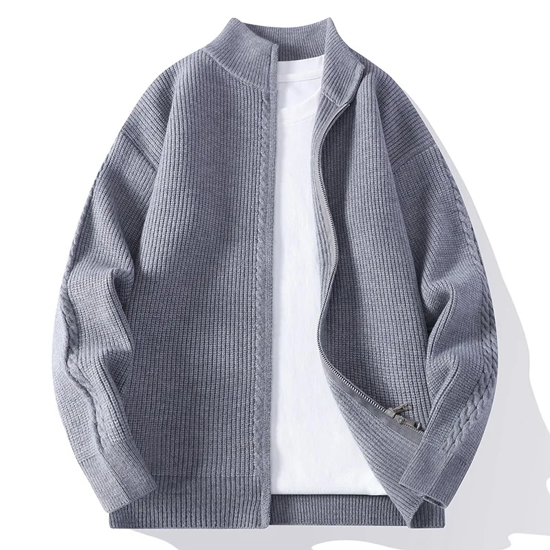

Мужской высококачественный однотонный вязаный свитер, свитер в корейском стиле с полувысоким воротником, молодежное теплое вязаное пальто с длинными рукавами