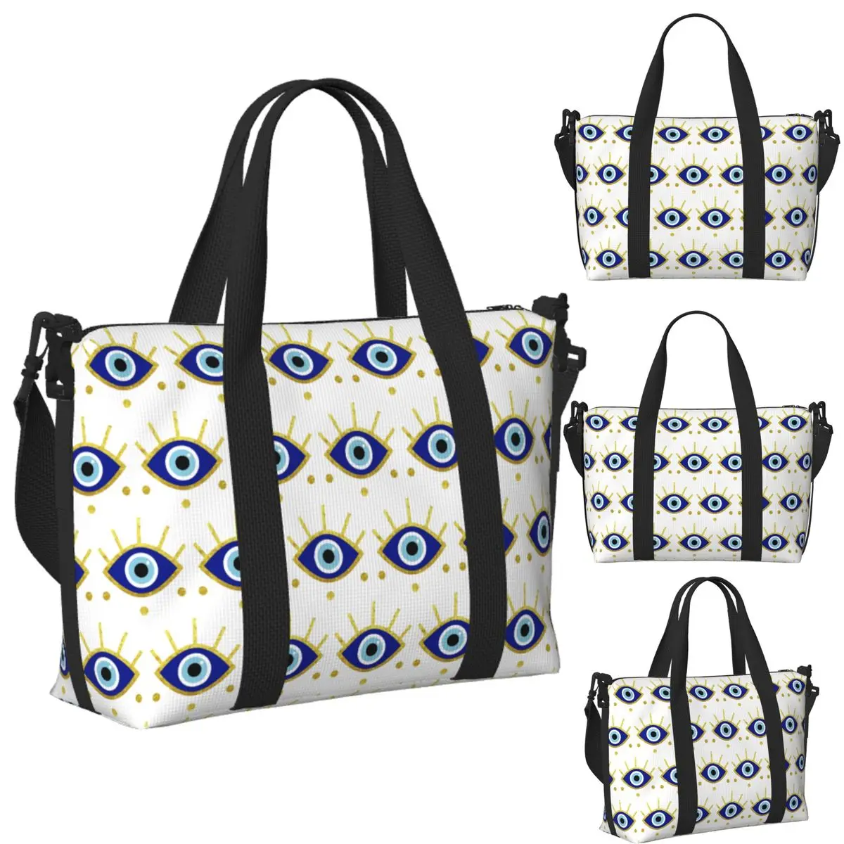 

Изготовленная на заказ средиземноморская защита от сглаза, пляжная дорожная сумка Nazar, большая вместительная сумка-тоут, женская дорожная сумка для покупок